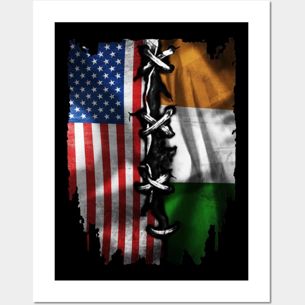 Irish American Flag USA Ireland Costume Gift Wall Art by Ohooha